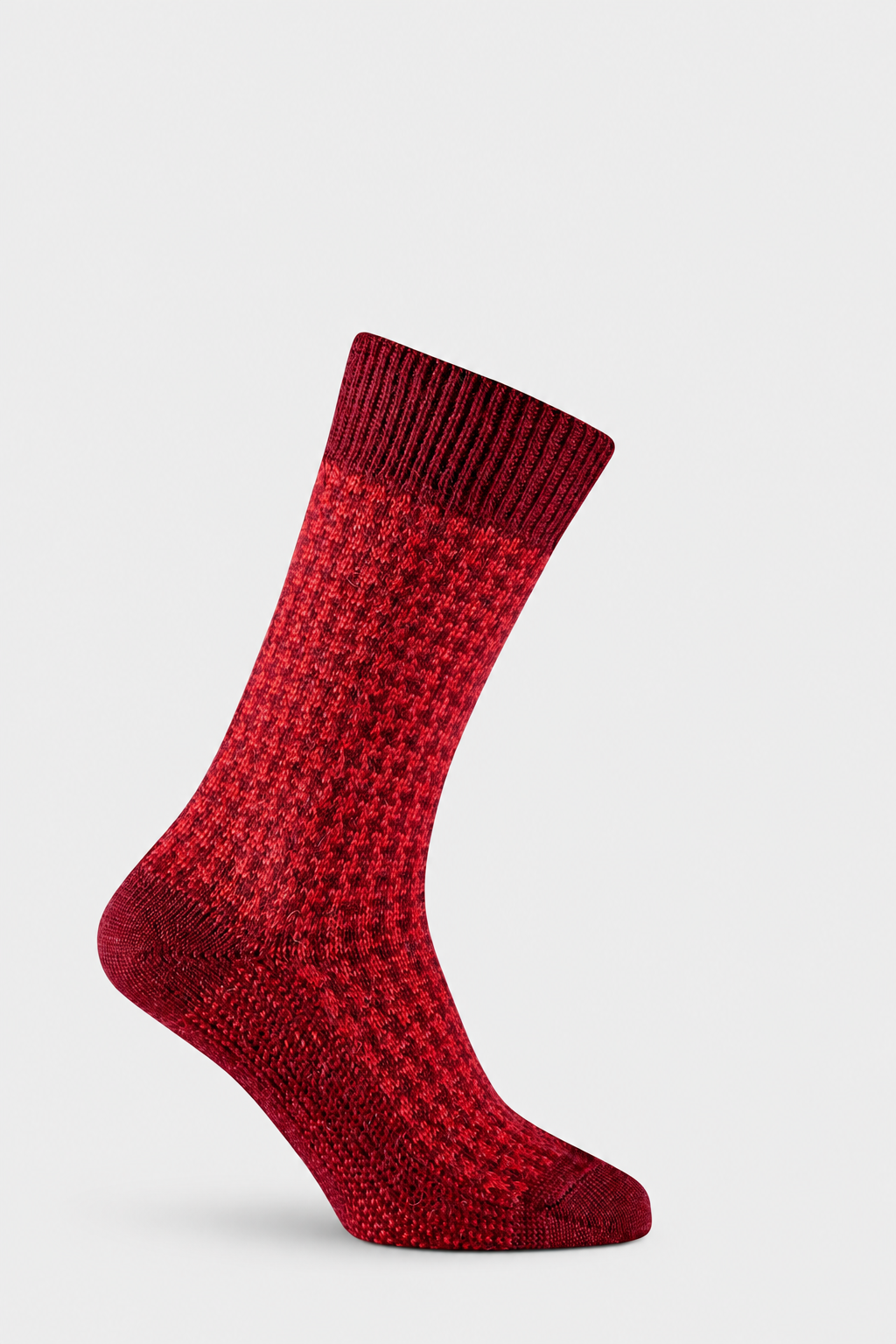 Burgundy Quorn boot sock with EFEFEF background