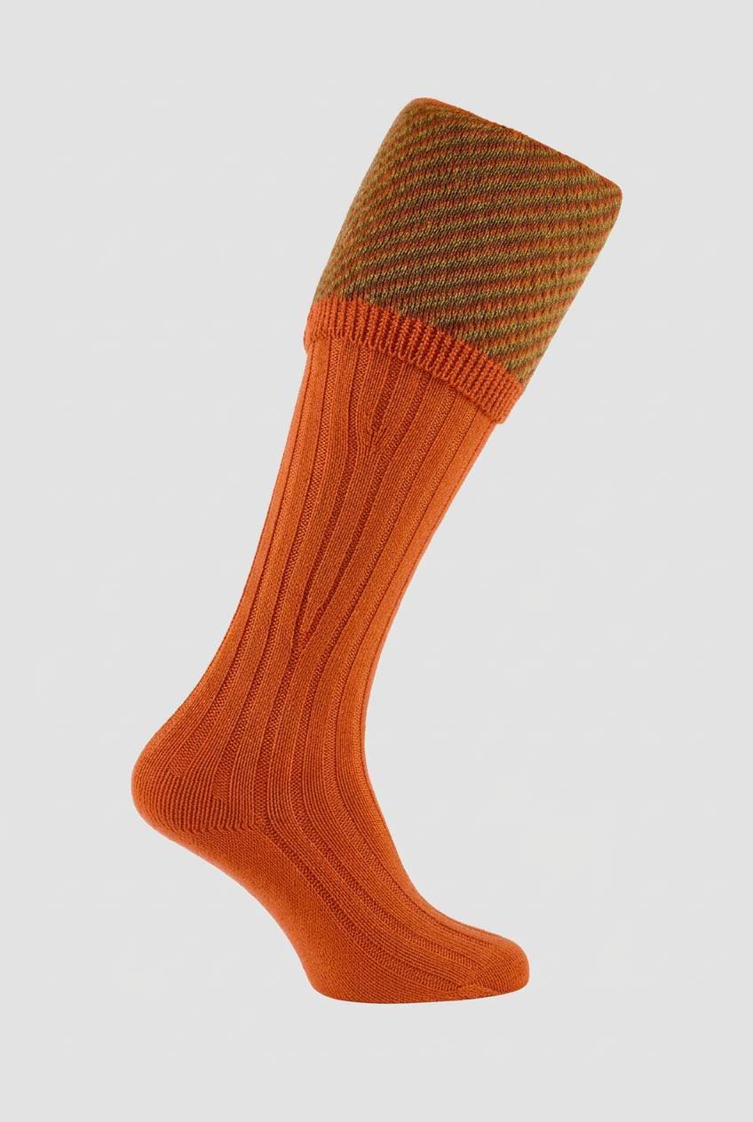 Orange Savoy shooting sock with a #EFEFEF background