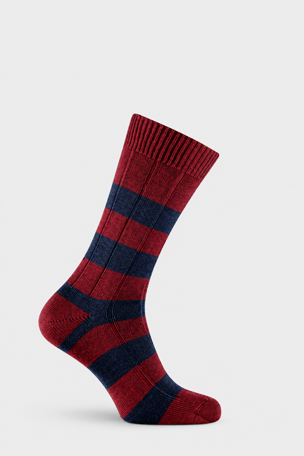 Striped Burgundy Linley sock with EFEFEF background