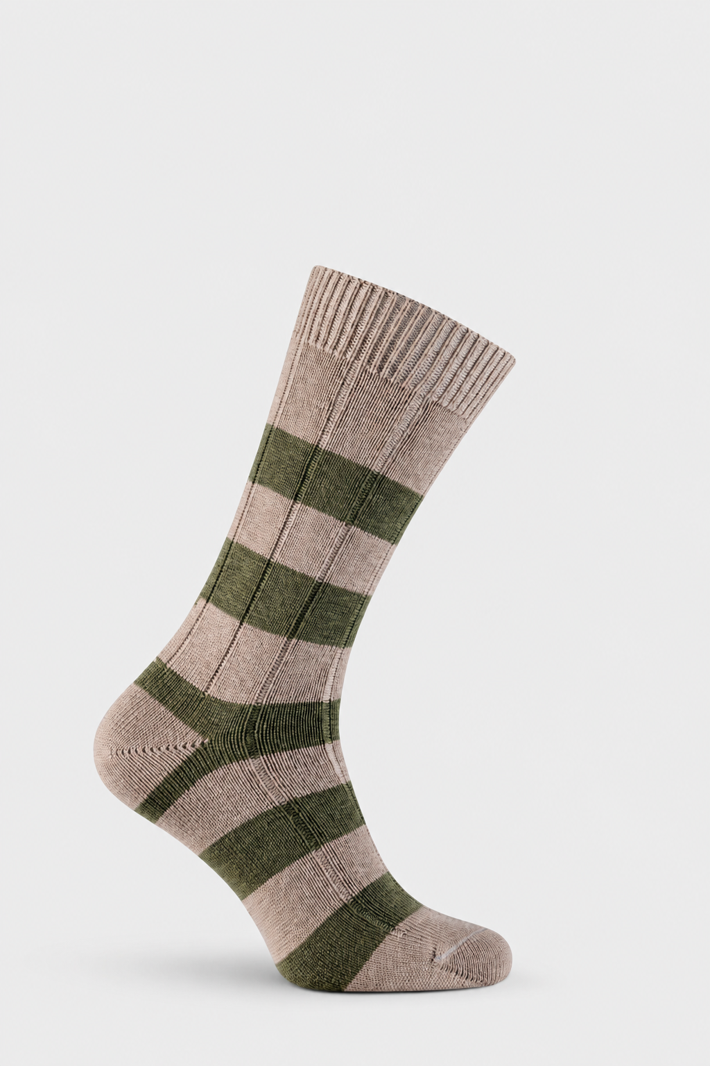 Striped Taupe Linley sock with EFEFEF background