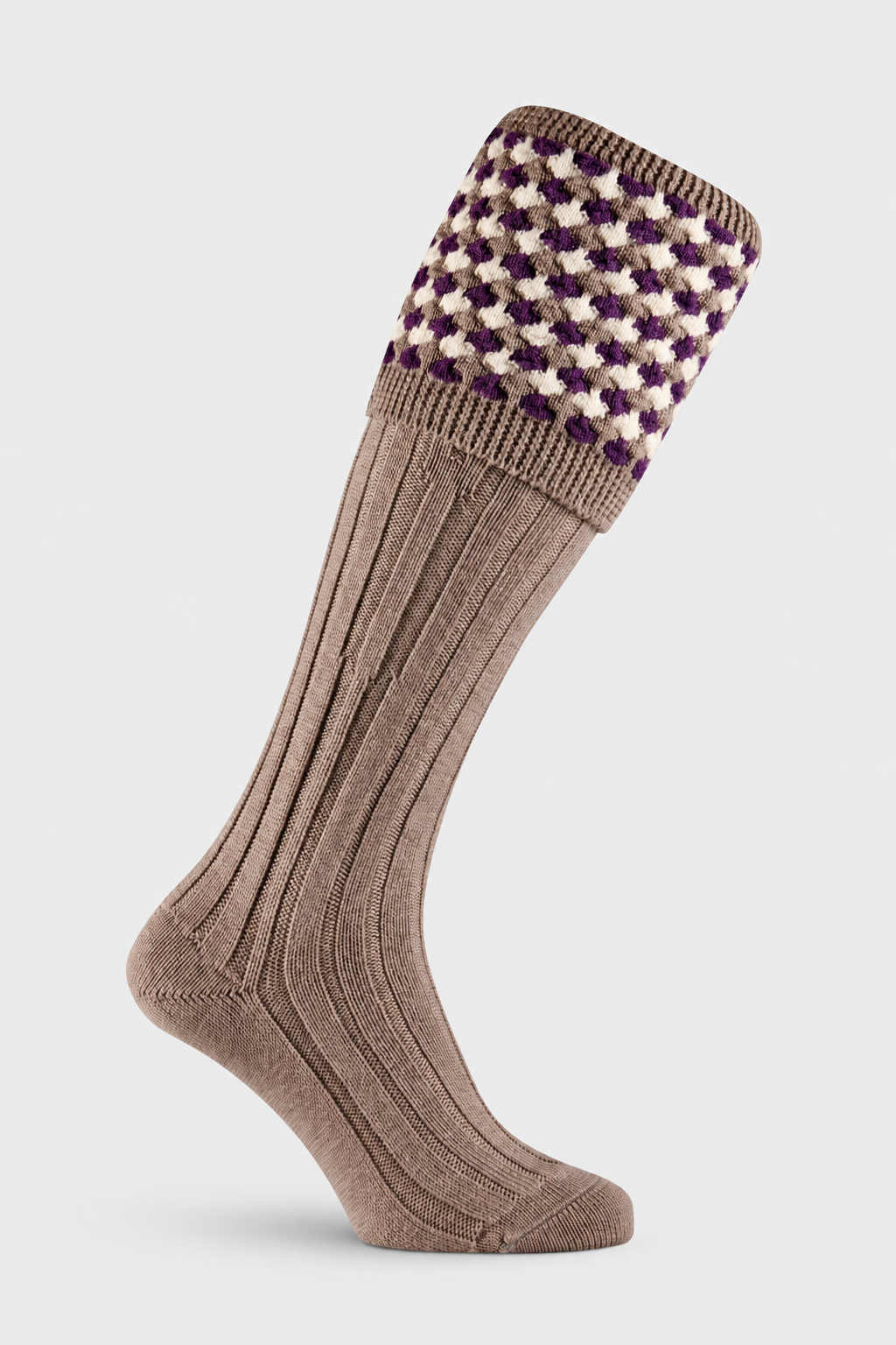 Taupe Earl shooting sock with EFEFEF background