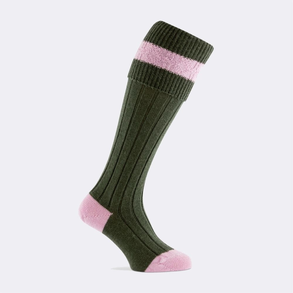 Byron shooting sock olive and pink