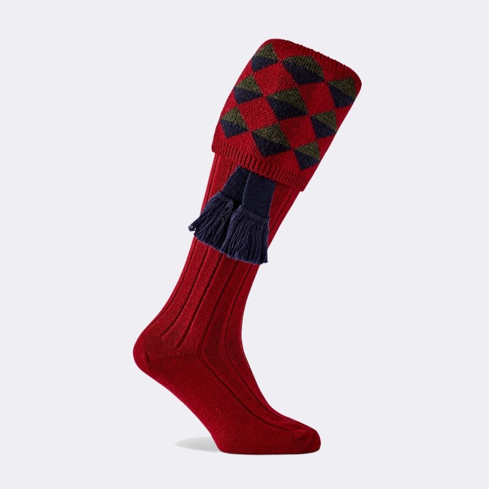 GRAND SHOOTING SOCK & GARTER SET | DEEP RED