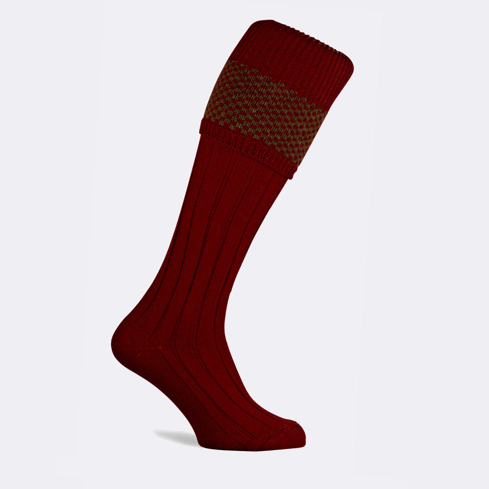 PENRITH SHOOTING SOCK | OLIVE / BURGUNDY