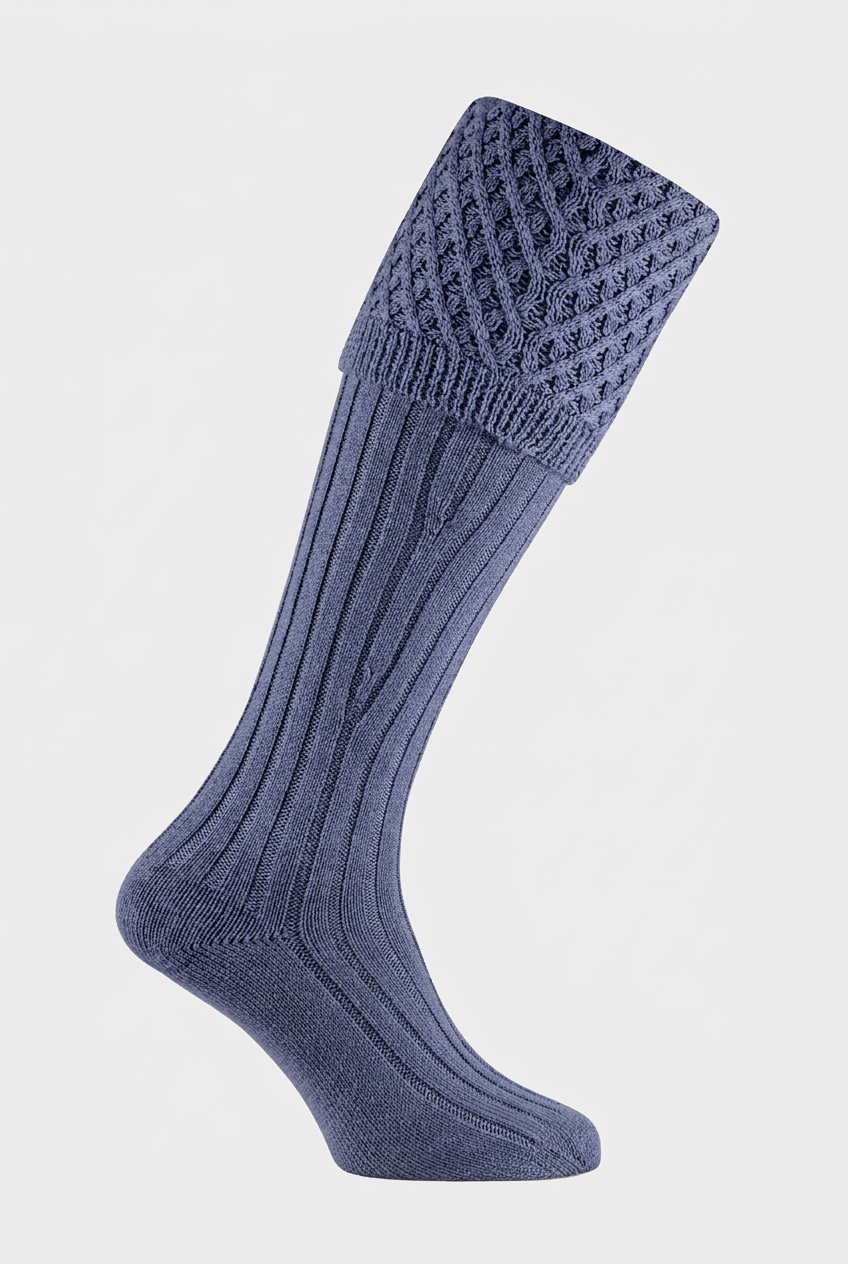 Dusky blue Chelsea shooting sock with a #EFEFEF background