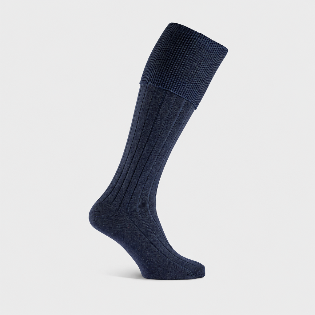 Navy Flint shooting sock with EFEFEF background