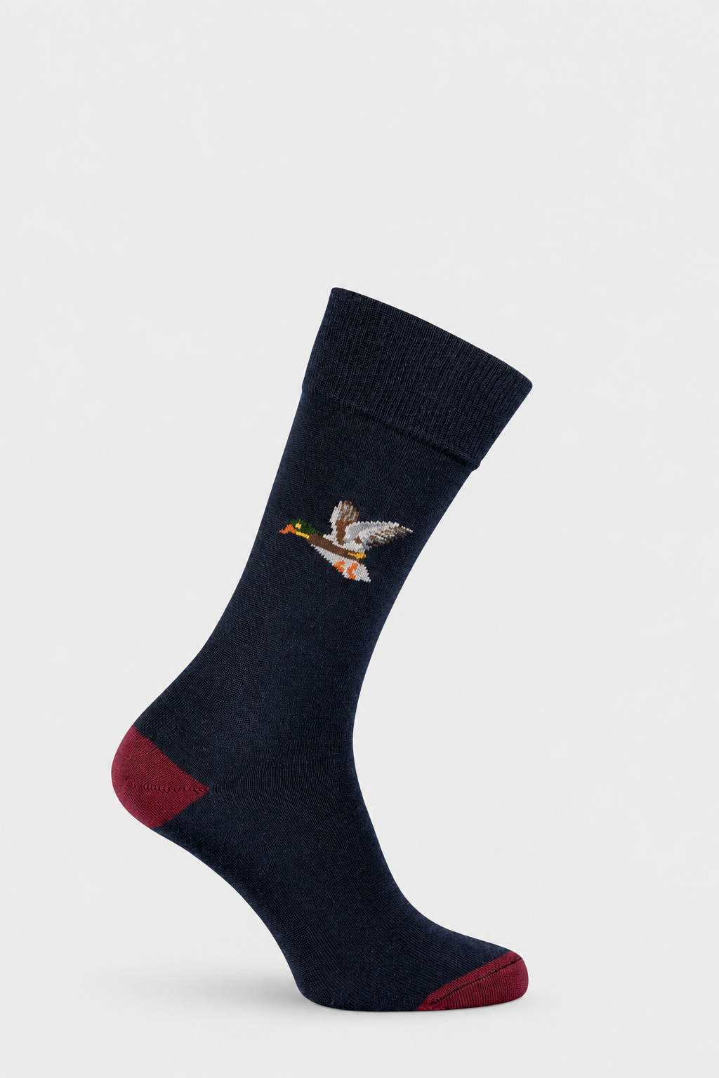 Navy Flying Duck sock with EFEFEF background